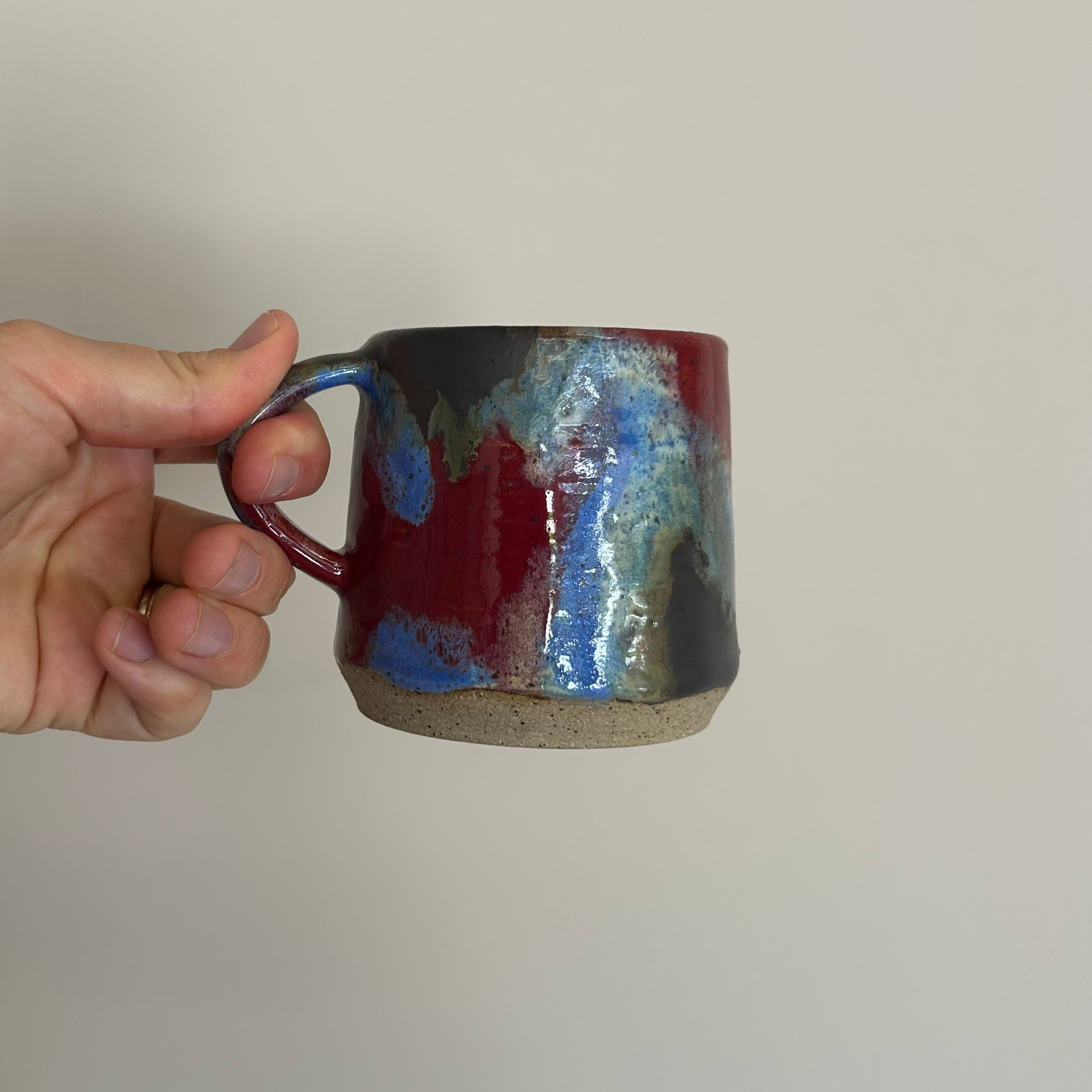 Red and blue marble mug