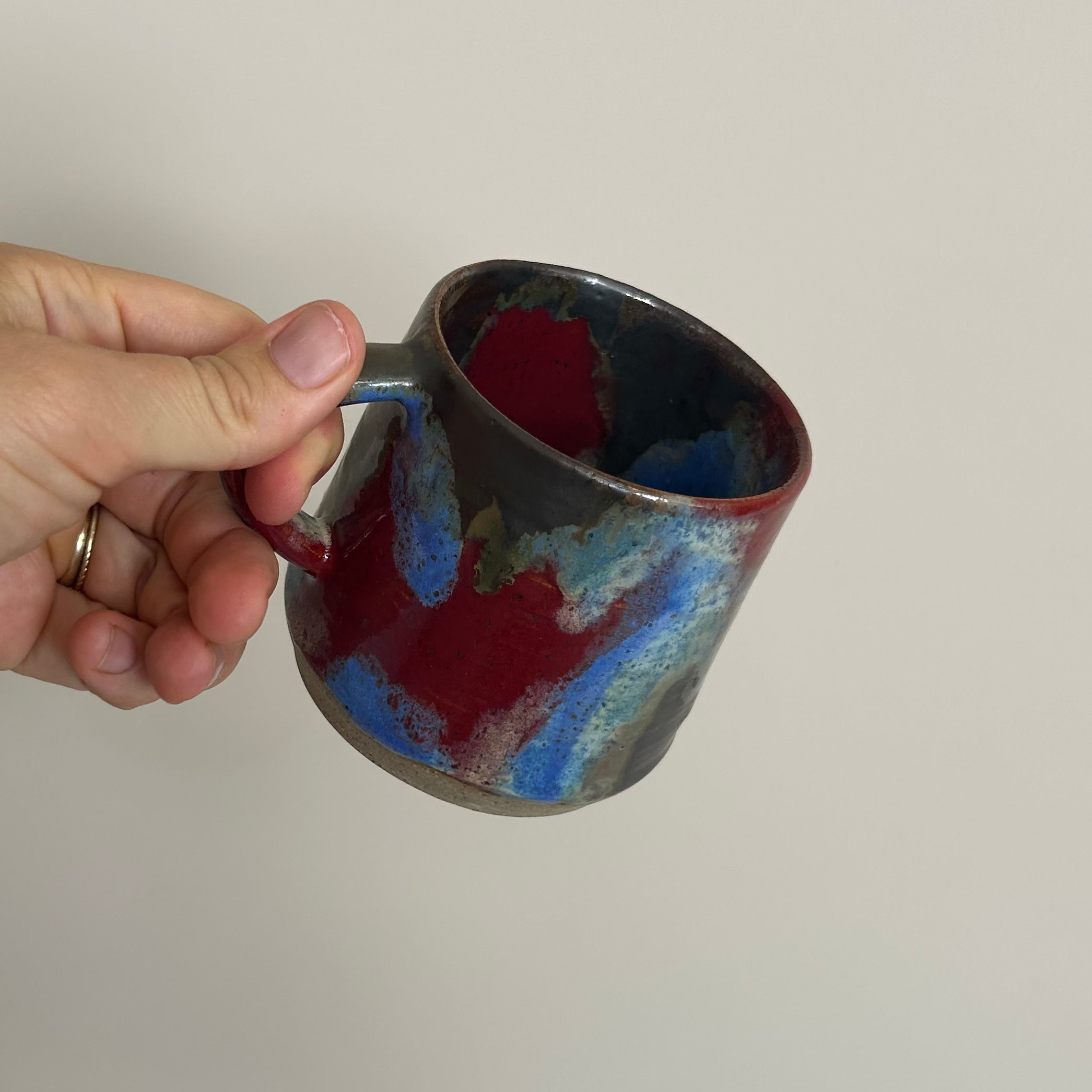 Red and blue marble mug