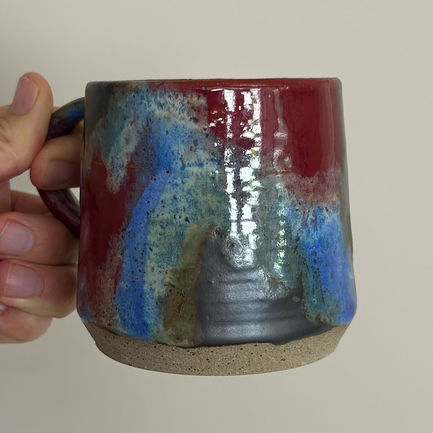 Red and blue marble mug